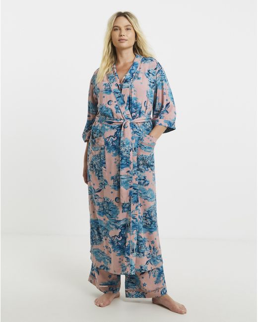 Figleaves Blue Printed Viscose Maxi Gown
