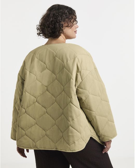 Simply Be Brown Quilted Round Collar Jacket