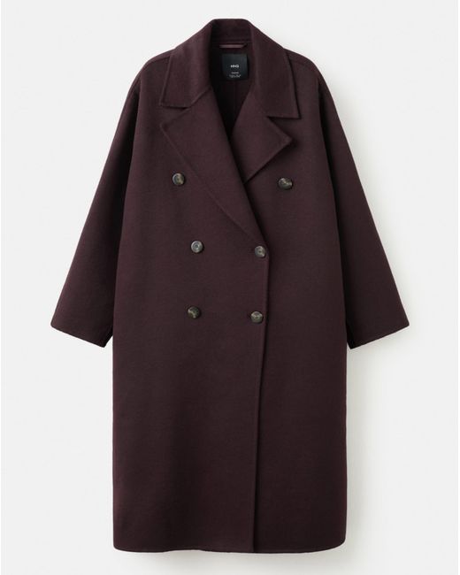 Mango Red Wool Mix Double Breasted Coat