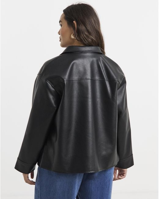Simply Be Black Faux Leather Front Button Jacket