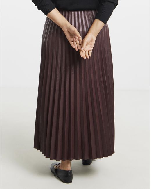 Simply Be Brown Pu Pleated Midaxi Skirt