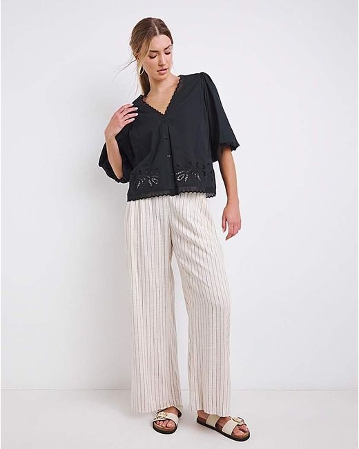 Simply Be Black Broderie Cutwork Blouse