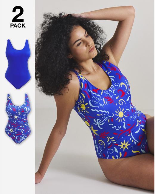 Simply Be Blue 2 Pack Value Swimsuits