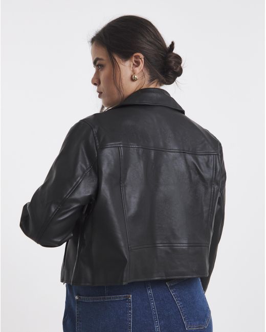Simply Be Black Faux Leather Essential Jacket