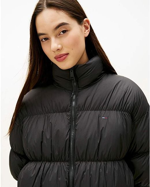 Tommy Hilfiger Black Rouched Puffer Down Jacket