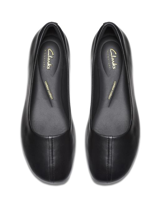 Clarks Black Livia Leather Ballerina D Fit