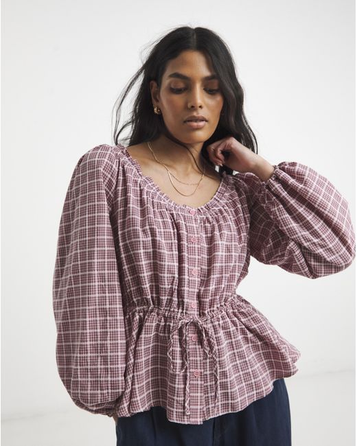 Simply Be Multicolor Cinch Waist Blouse
