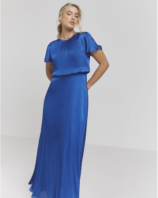 Joanna Hope Blue Blouson Split Sleeve Dress