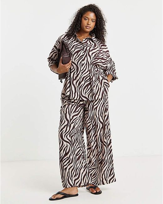 Simply Be Multicolor Zebra Wide Leg Trouser Co-Ord