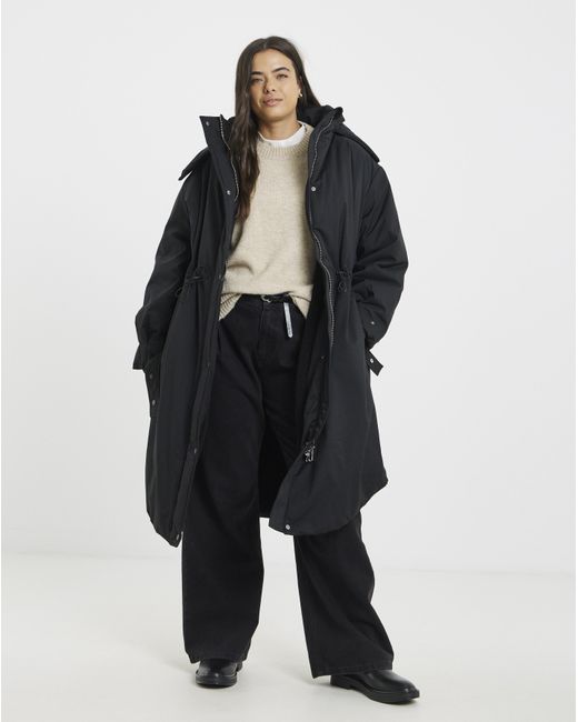 Simply Be Blue Fleece Lined Padded Parka Coat