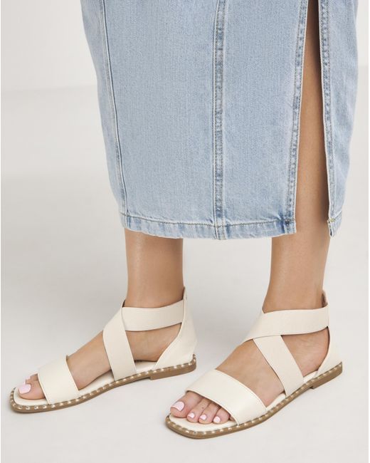 Simply Be Blue Stretch Cross Upper Flat Sandal Ex Wide