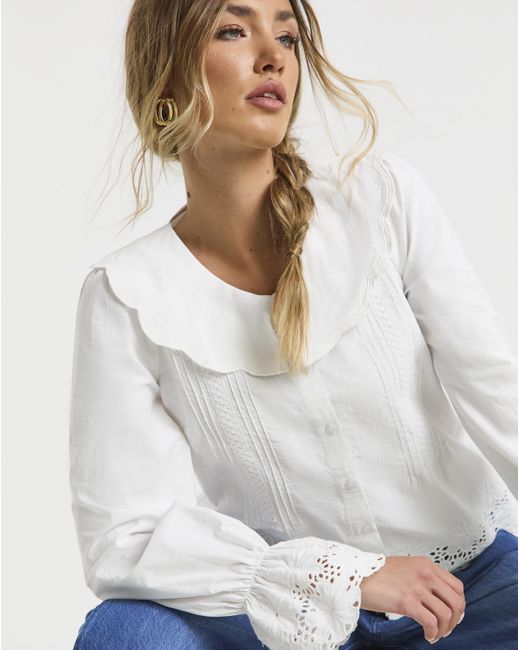 Neon Rose Blue Broderie Blouse