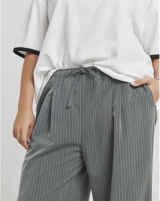Simply Be Gray Drawcord Waist Wide Leg Trousers