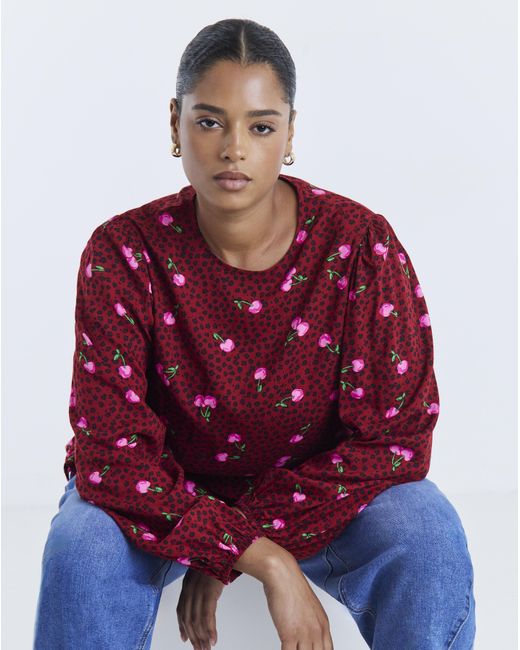 Simply Be Red Long Sleeve Peplum Top