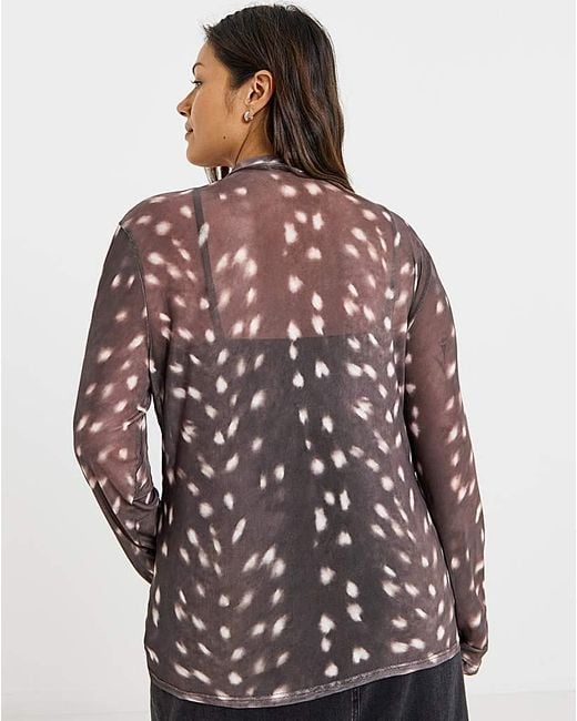 Simply Be Brown High Neck Mesh Top