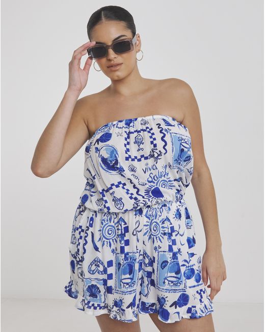Simply Be Blue 2 Pack Value Beach Playsuits