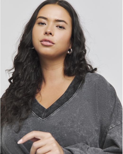 Simply Be Gray Deep V Neck Sweatshirt