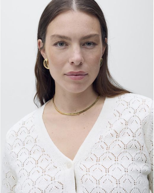 Mango Gray Openwork Detail Knit Cardigan