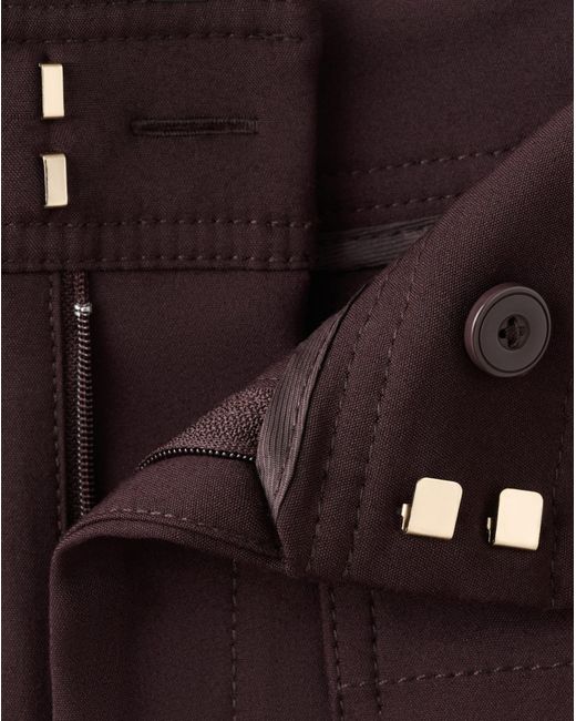 Mango Purple Wide Leg Trouser Button Detail