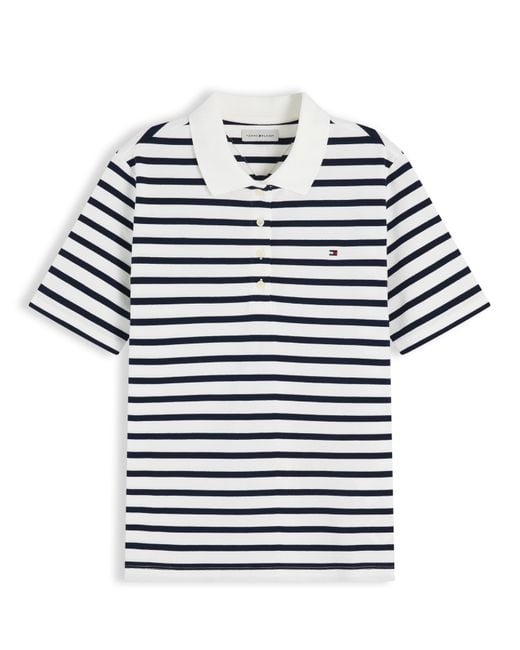 Tommy Hilfiger White 1985 Stripe Pique Polo Ss