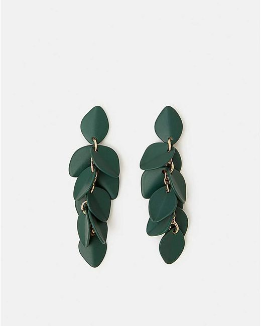 Accessorize Green Willow Leaf Drop Earrings