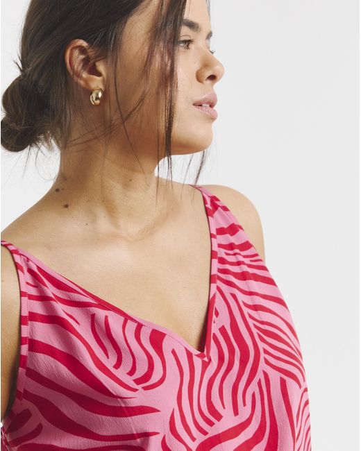 Simply Be Red Zebra V Neck Cami