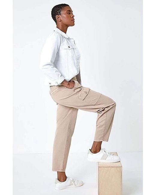 Roman White Roman Elastic Waist Stretch Trousers