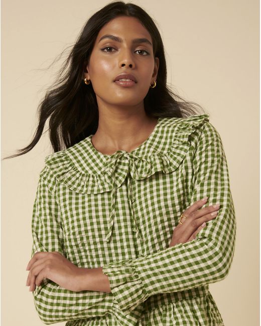 Nobody's Child Green Britney Ruffle Blouse