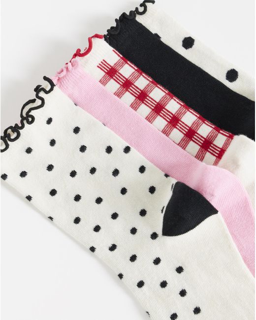 Pretty Secrets White 5 Pack Ankle Socks