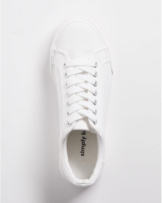 Simply Be White Canvas Trainer Chunky Ribbed Sole Exwide