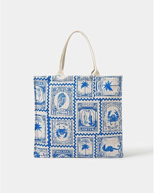 Accessorize Blue Stamp Print Quilted Bag