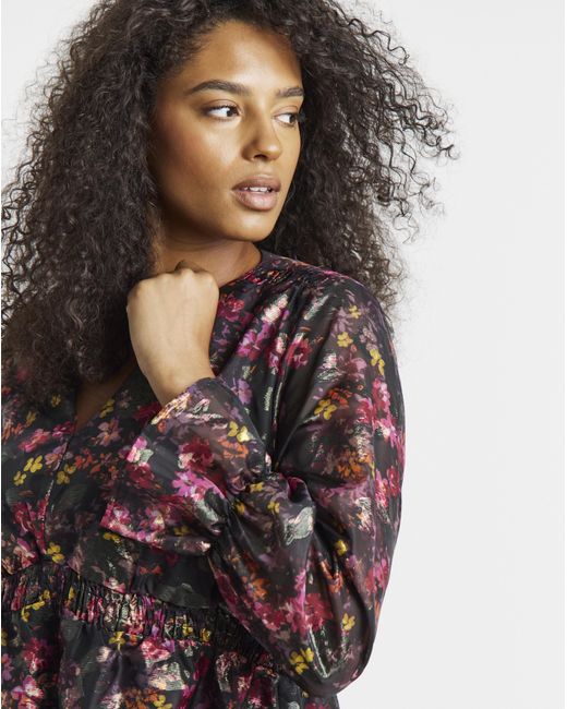 Simply Be Multicolor Foil Print V Neck Blouse