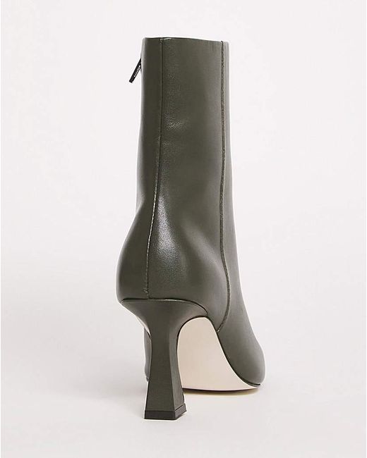 JD Williams Green Leather Square Toe Boot E Fit