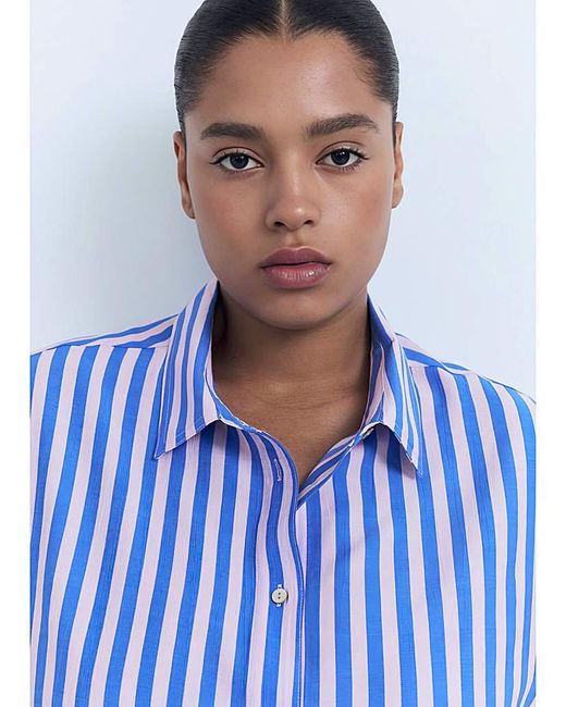 Mango Blue Striped Shirt