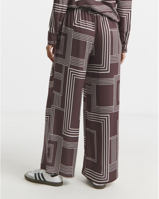 Simply Be Red Herringbone Drawstring Wide Leg Trousers