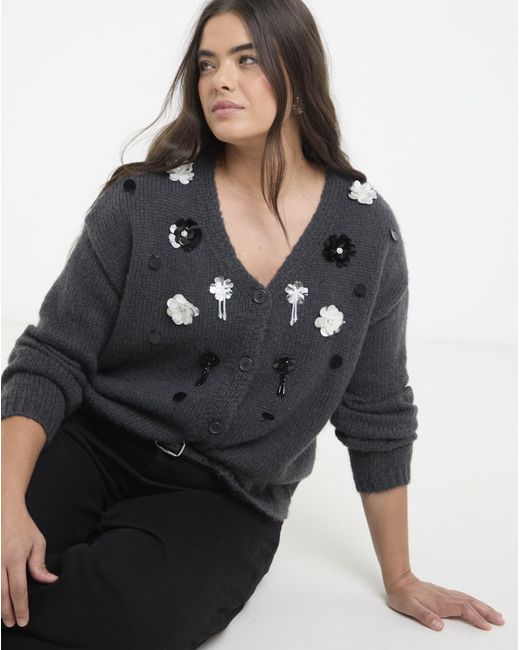Simply Be Blue Embellished Cardigan