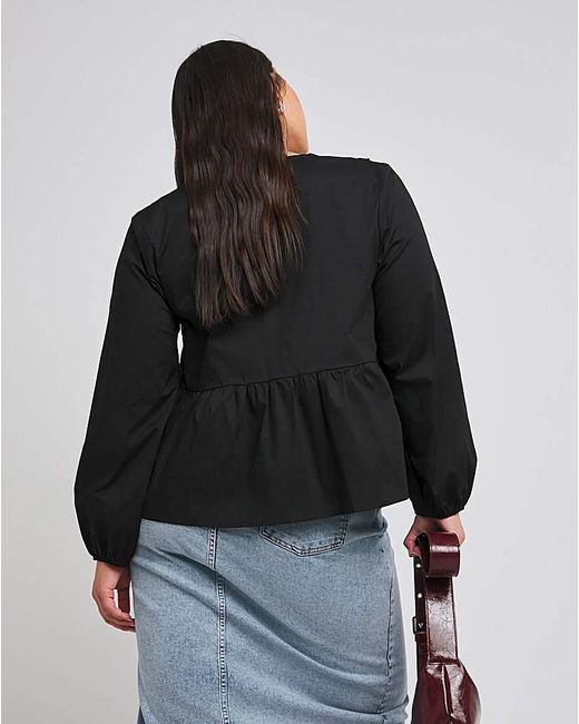 Simply Be Black Broderie Collared Blouse