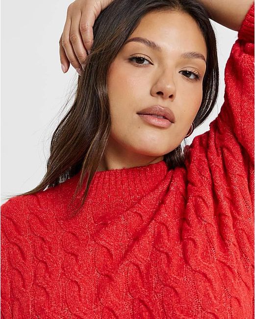 Simply Be Red Cable Knit Jumper