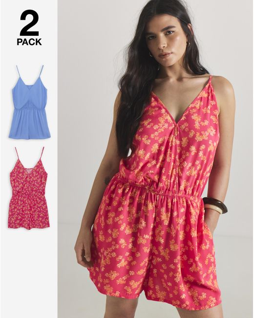 Simply Be Red Value 2 Pack Beach Playsuits