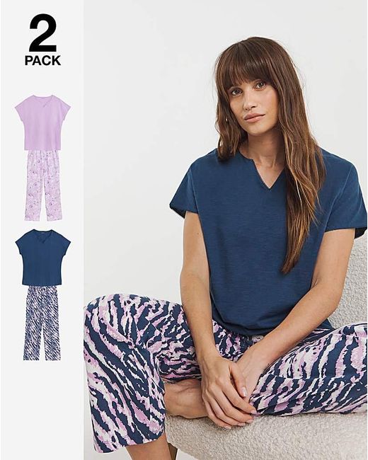 JD Williams Blue 2 Pack Cotton Pj Set
