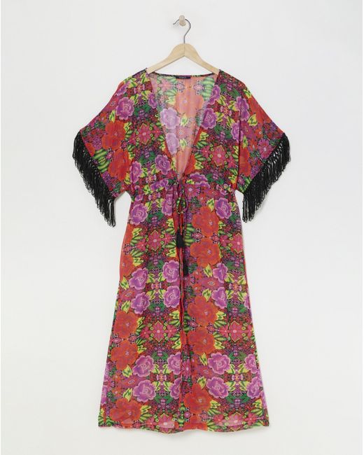 Figleaves Red Frida Open Beach Kaftan