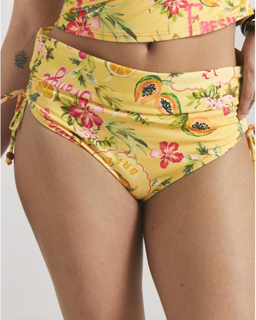 Figleaves Yellow Adjustable Foldover Bikini Bottoms