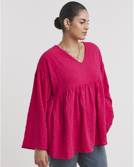 Simply Be Pink Textured V Neck Blouse