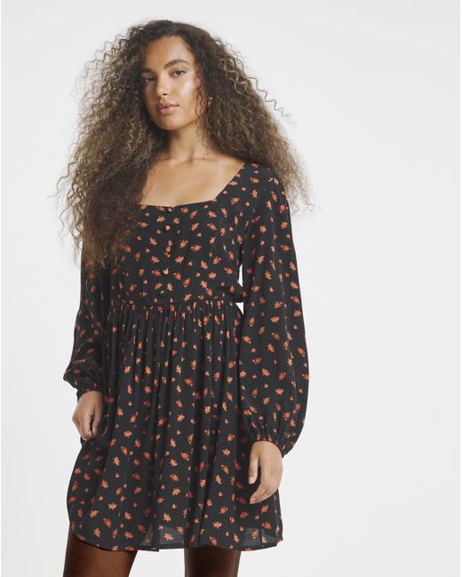 Simply Be Black Waist Detail Skater Dress