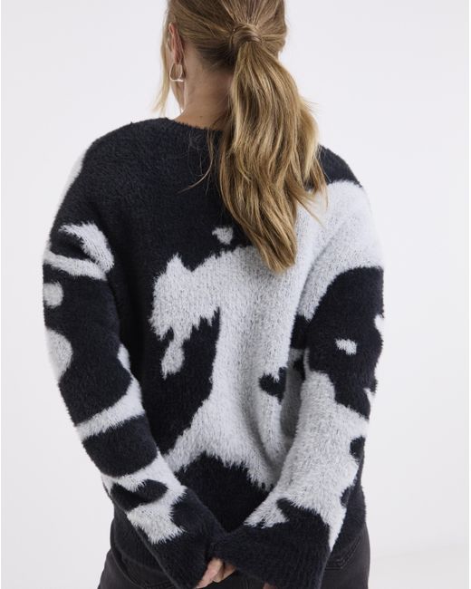 Simply Be Blue Cow Print Crew Neck Jumper
