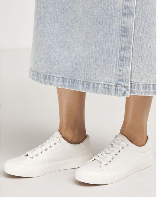 Simply Be White Lace Up Leisure Pumps Extra Wide Fit