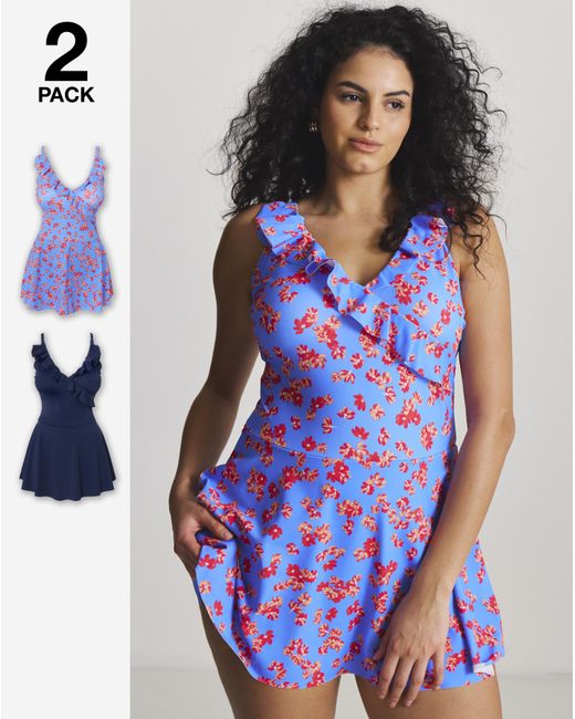 Simply Be Blue Value 2 Pack Swimdresses
