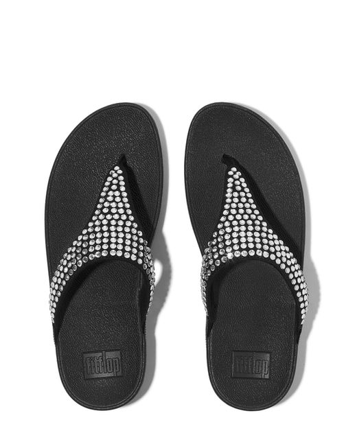 Fitflop Black Fit Flop Lulu Crystal Toe-Post Sandals
