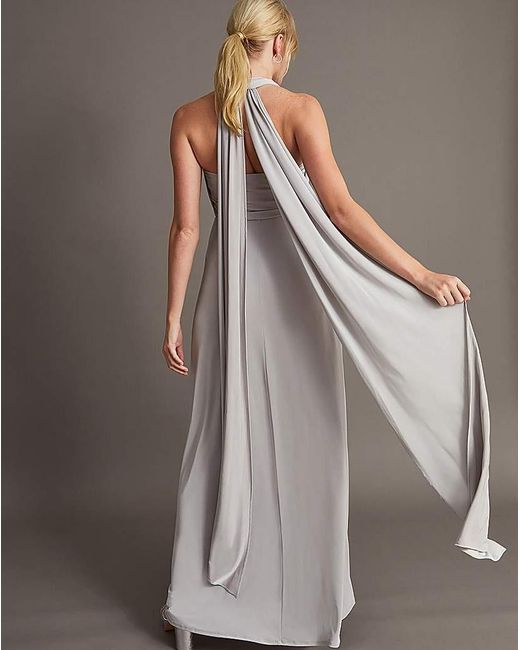 Monsoon Gray Thea Twist Me Tie Me Maxi Dress