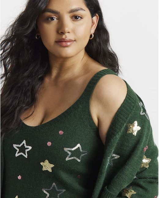 Lovedrobe Green Star Embellished Twin Set